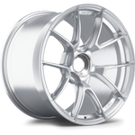 Silver alloy wheel with Y-spoke design and brushed finish on clean white background - APEX Wheels wheel for 19x12 ET46 PSCL - Brushed Clear
