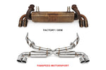 Factory Ferrari 348 muffler above the Fabspeed Supersport X-pipe