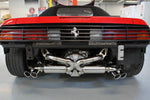 Red Ferrari 348 rear underside with the Supersport X-pipe installed