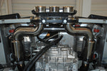 Fabspeed 458 Maxflo exhaust installed, top view of the engine bay