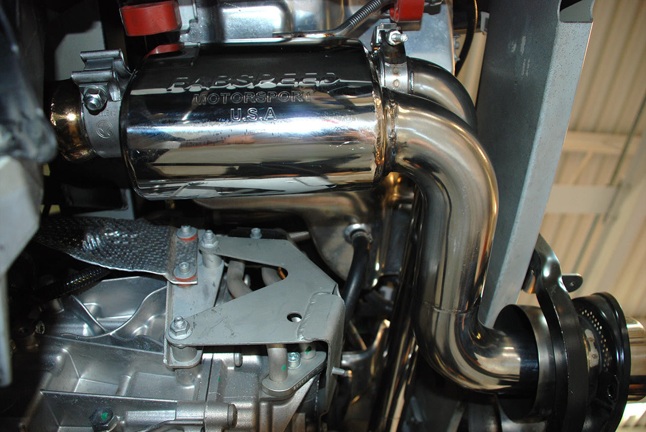 Fabspeed 458 Maxflo exhaust installed, side view