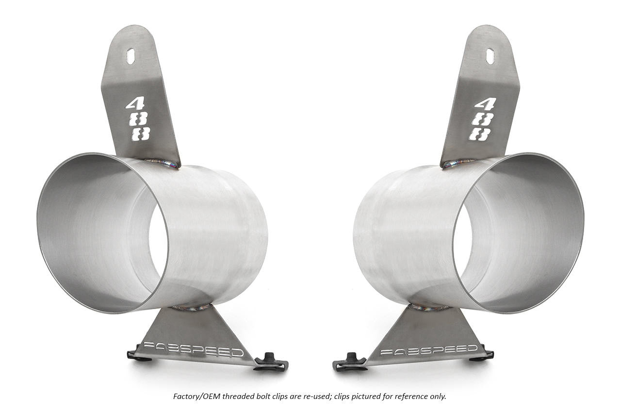 Tip sleeves with mounting brackets for the 488 GTB valved exhaust