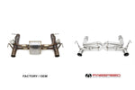 Factory 488 GTB exhaust compared with the Fabspeed Supersport X-pipe