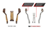 Factory F12 cats and resonator beside the Fabspeed sport exhaust system