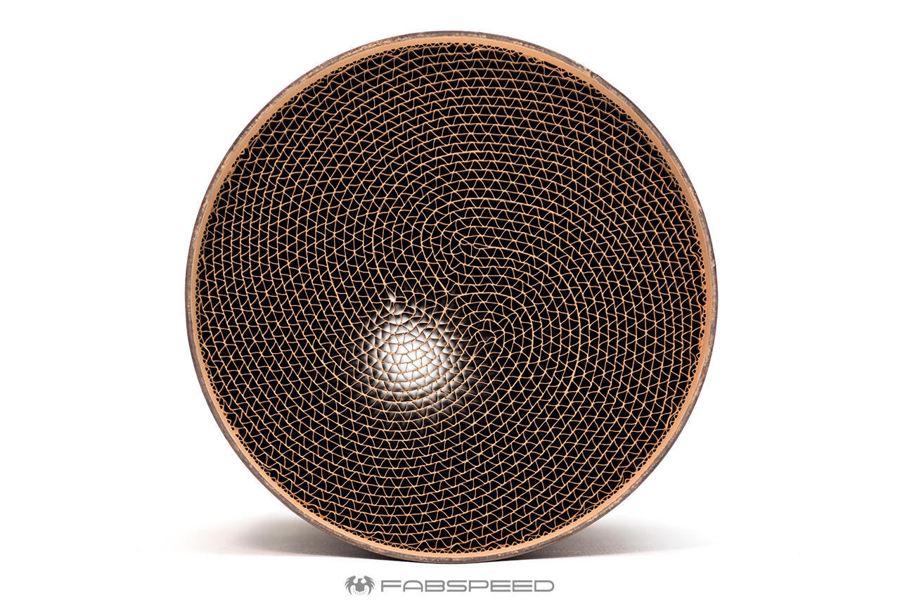 Metallic honeycomb catalyst core used in the Fabspeed F355 sport cats