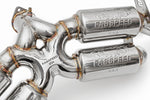 Twin Fabspeed-etched mufflers on the F355 Supersport X-pipe exhaust