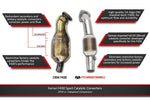 Factory F430 cat compared with the Fabspeed sport cat, feature graphic