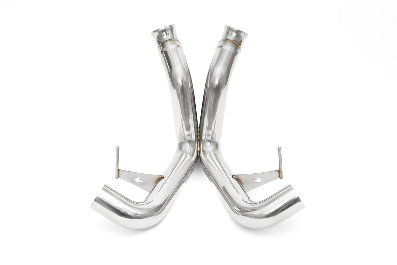 Fabspeed McLaren 570S X-pipe without heat wrap, bare stainless steel