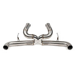 Fabspeed McLaren GT Supersport X-pipe, titanium-look stainless, front view