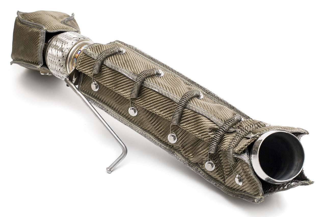 Single Fabspeed Senna sport cat with heat wrap, outlet view
