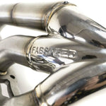 Fabspeed logo stamped on the 992.2 Carrera sport header tubes
