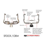 Factory 718 exhaust compared with the Fabspeed valved exhaust, graphic
