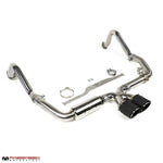 Fabspeed 718 Cayman valved exhaust, angled view with quad tips