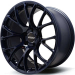 A front view of Volk Racing G16 Wheel 19x10 5x120 34mm Blue with white background