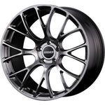 A front view of Volk Racing G16 Wheel 20x9 5x112 30mm Gray with white background