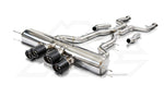 A top view of Fi EXHAUST Valvetronic Cat-Back System for BMW G80 M3 / G82 M4 M-Performance 2021+ with white background