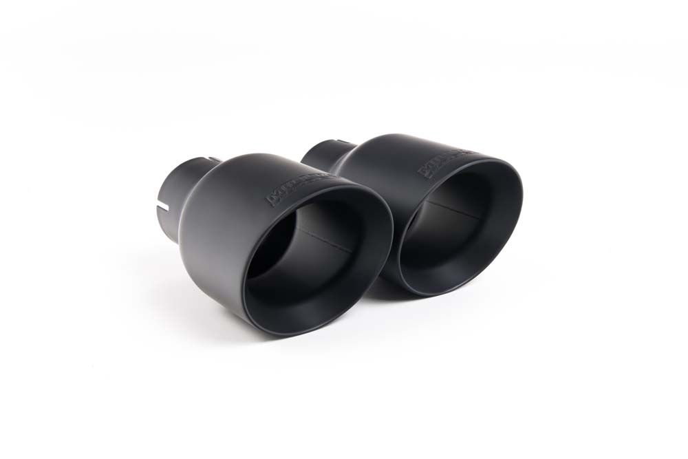 Close-up of black GT-100 round Milltek Sport exhaust tips for the 2020+ Audi S8 D5 4.0 TFSI V8 Saloon / Sedan - Long Wheel Base