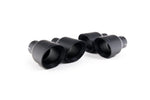 Close-up of black GT-100 round Milltek Sport exhaust tips for the 2021+ BMW 4 Series G22 M440i Coupe
