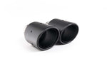 Close-up of black GT-100 round Milltek Sport exhaust tips for the 2017+ Alfa Romeo Giulia Quadrifoglio 2.9 V6 Bi-Turbo (photo 2)