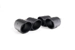 Close-up of black GT-100 round Milltek Sport exhaust tips for the 2017+ Audi S5 3.0 V6 Turbo Sportback B9 (photo 2)