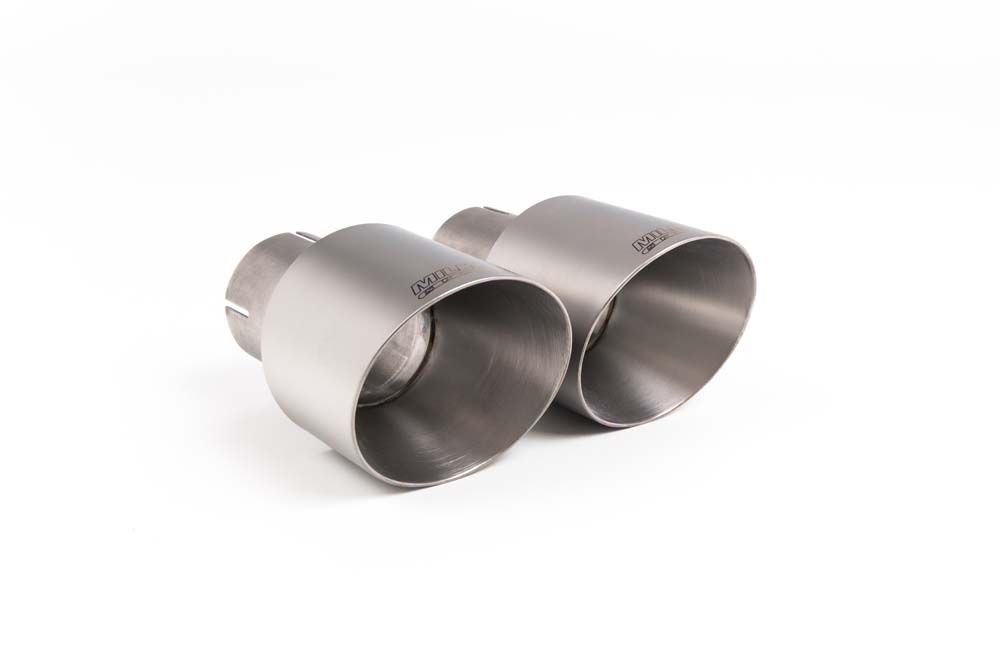 Close-up of titanium GT-100 round Milltek Sport exhaust tips for the 2013-2018 Audi S8 D4 4.0 TFSI quattro Tiptronic (photo 2)