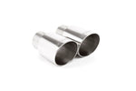 Close-up of polished GT-90 round Milltek Sport exhaust tips for the 2012-2015 BMW 3 Series F30 328i M Sport Automatic