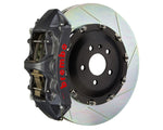 A front view of Brembo GT-S Front Big Brake Kit 380x34 Slotted Rotors for Audi S3 (8Y) with a white background