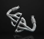 A front wide view of IPE SS header for Ferrari 458 Italia / Spider and Speciale 2010-2015 with black background