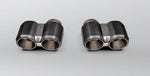 A wide front view of Akrapovic 2021+ BMW M3 (G80)/M4 (G82) Tail Pipe Set (Octagonal Carbon Design) with grey background