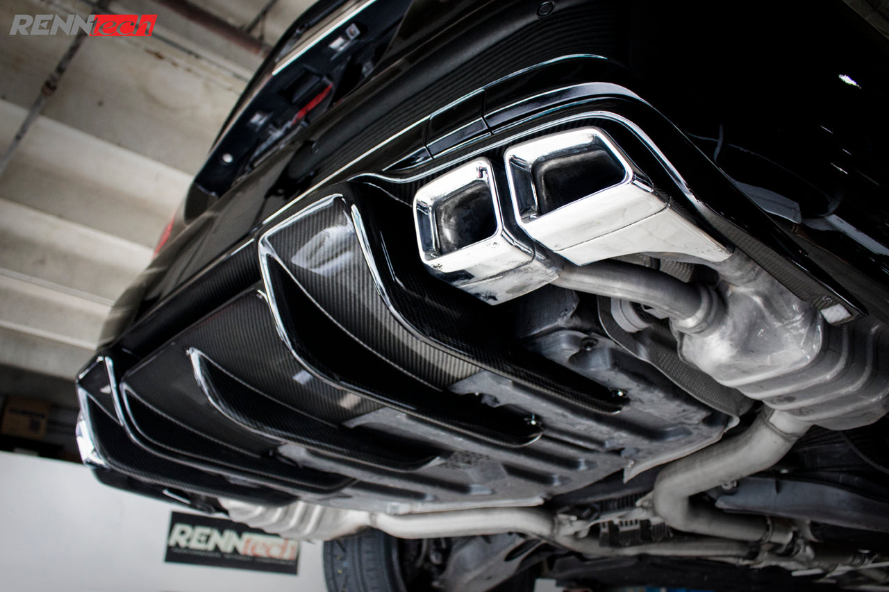 RennTech diffuser installed around the quad exhaust tips - Carbon Fiber Rear Diffuser for the 2010-2013 E-Class Sedan