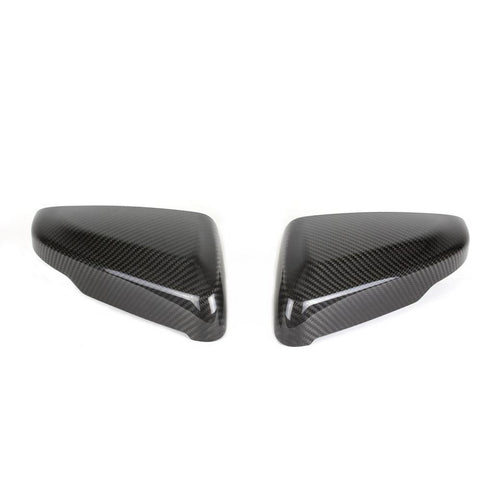 A front view of APR Performance Replacement Mirrors Covers Cadillac ATS-V Coupe / CTS-V Sedan 2016-2019 with white background