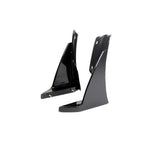 Pair of black carbon fiber triangular canards with mounting holes on clean white background - APR Performance front canards for Chevrolet C7 Corvette Z06