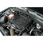 Carbon fiber engine cover with geometric pattern installed over LT1 engine in Camaro engine bay - APR Performance engine cover for Chevrolet Camaro SS LT1