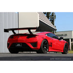 A back wide view of a red car fitted with APR Performance GTC-500 Adjustable Wing Acura NSX 2016-2022