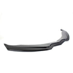 Black carbon fiber front airdam splitter with curved aerodynamic design and multiple mounting holes - APR Performance front airdam for Chevrolet C7 Corvette Corvette Z06