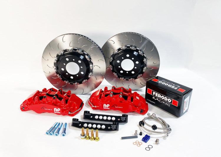 A front view of AP Racing by Essex Road Brake Kit (Front CP9562/380mm)- Toyota GR Supra with a white background