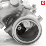 PURE Stage 2 VR30 turbo turbine housing outlet with the high-flow turbine wheel visible
