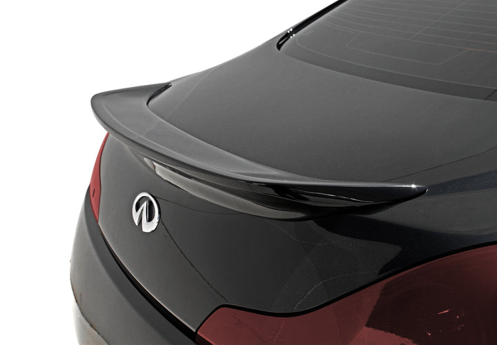 close view of Stillen Trunk Spoiler for Infiniti G37 Coupe / Q60 2008-2015 fitted inside a car