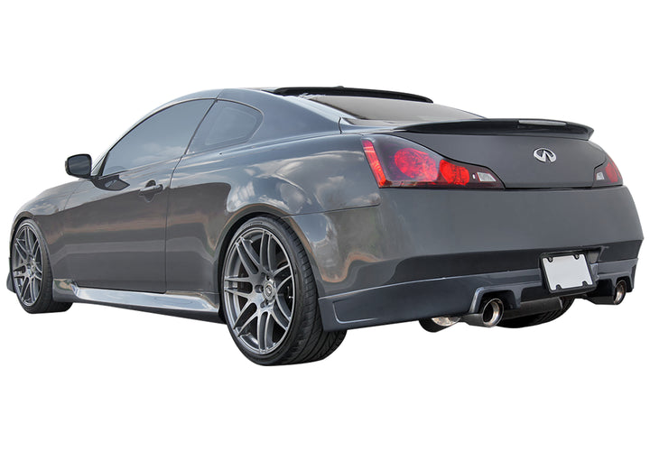 wide view of Stillen Roof Spoiler for Infiniti G37 Coupe 2008-2013 fitted inside a car