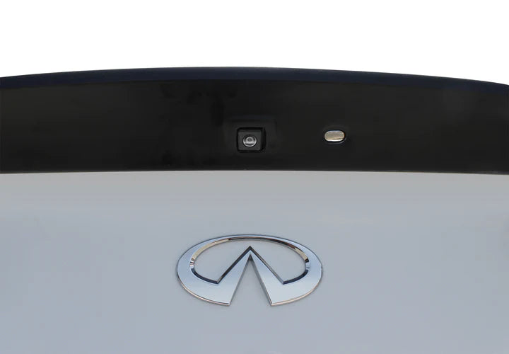 close view of Stillen Trunk Spoiler [Backup Camera] for Infiniti G35 / G37 2007-2012 fitted inside a car