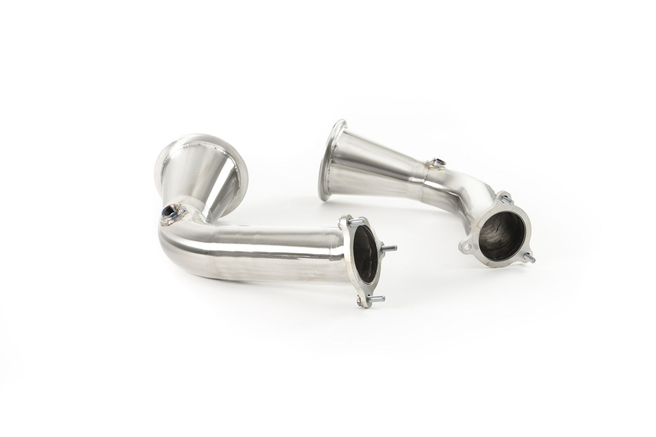 Back view of 100 Cell Catless Downpipes For Audi RS5 V6 2018+ manufactured by Kline Innovation