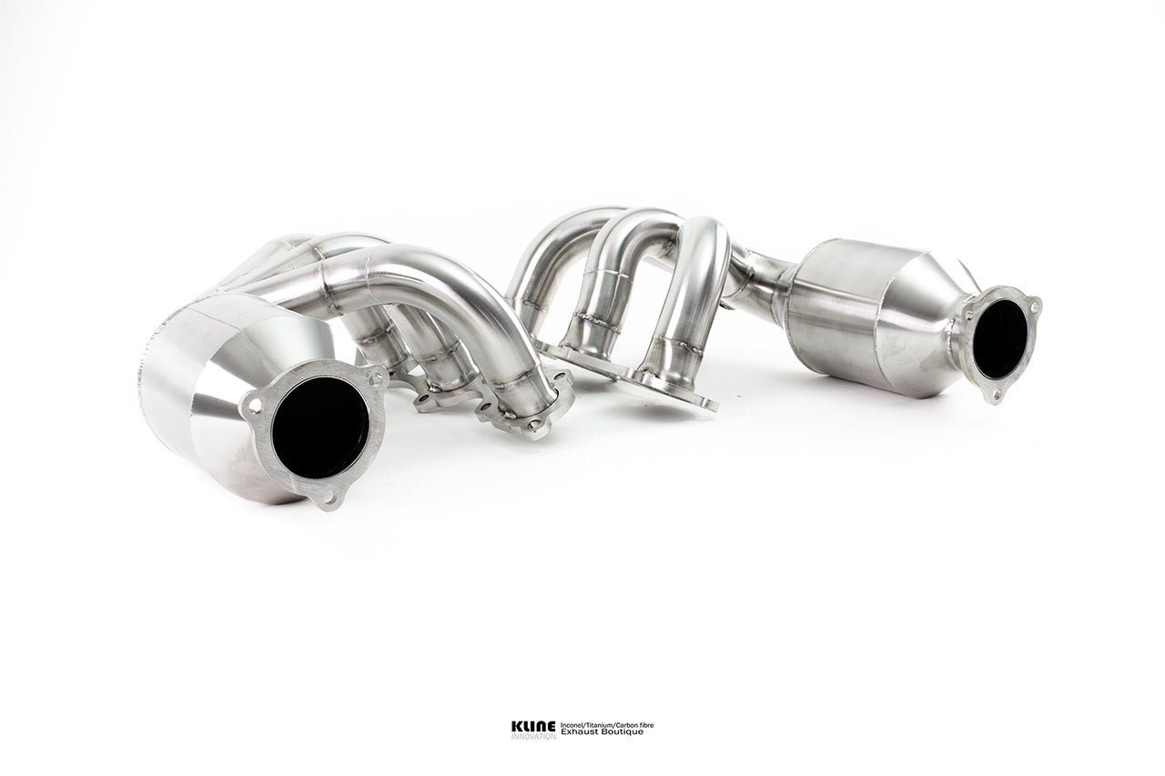 Left angled view of 100 Cell Manifolds For Porsche 997.2 Carrera /GTS manufactured by Kline Innovation