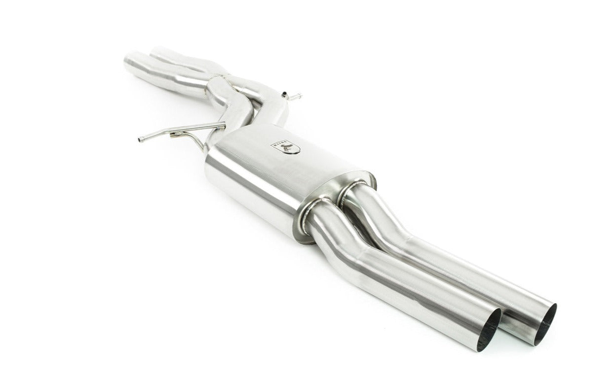 Left angled view of 200 Cell Cat Pipe Set With Drum For Audi RS7 V8 manufactured by Kline Innovation