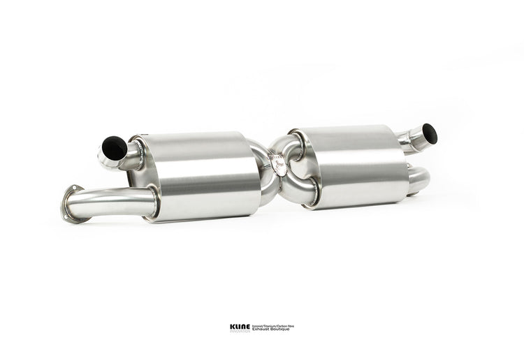 Left angled view of 200 Cell Cat Pipe Set For Porsche 997 GT2 manufactured by Kline Innovation