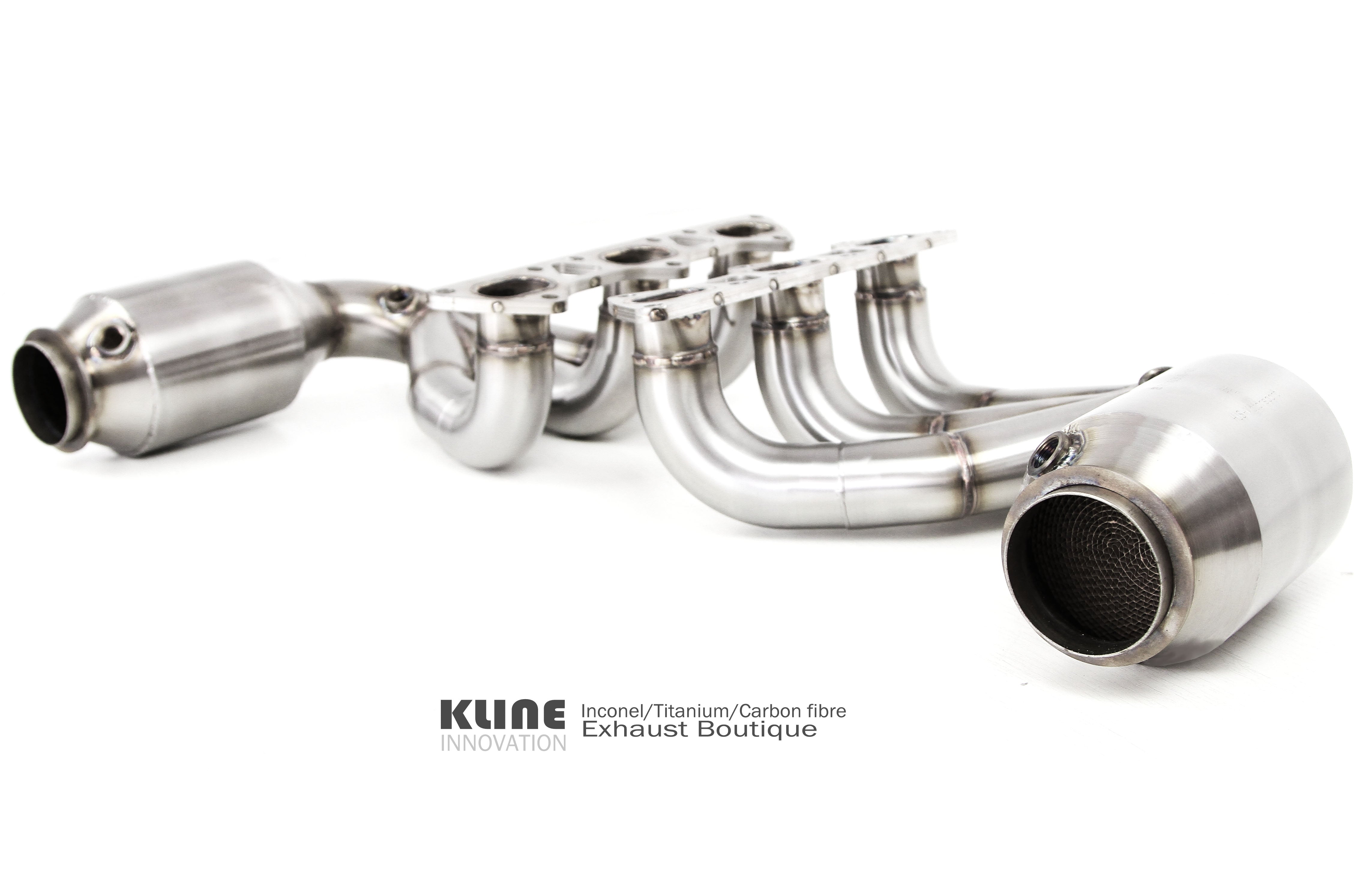 Front view of 200 Cell Manifolds With Catalytic Converter For Porsche 997 GT3 (Gen1/Gen2) manufactured by Kline Innovation