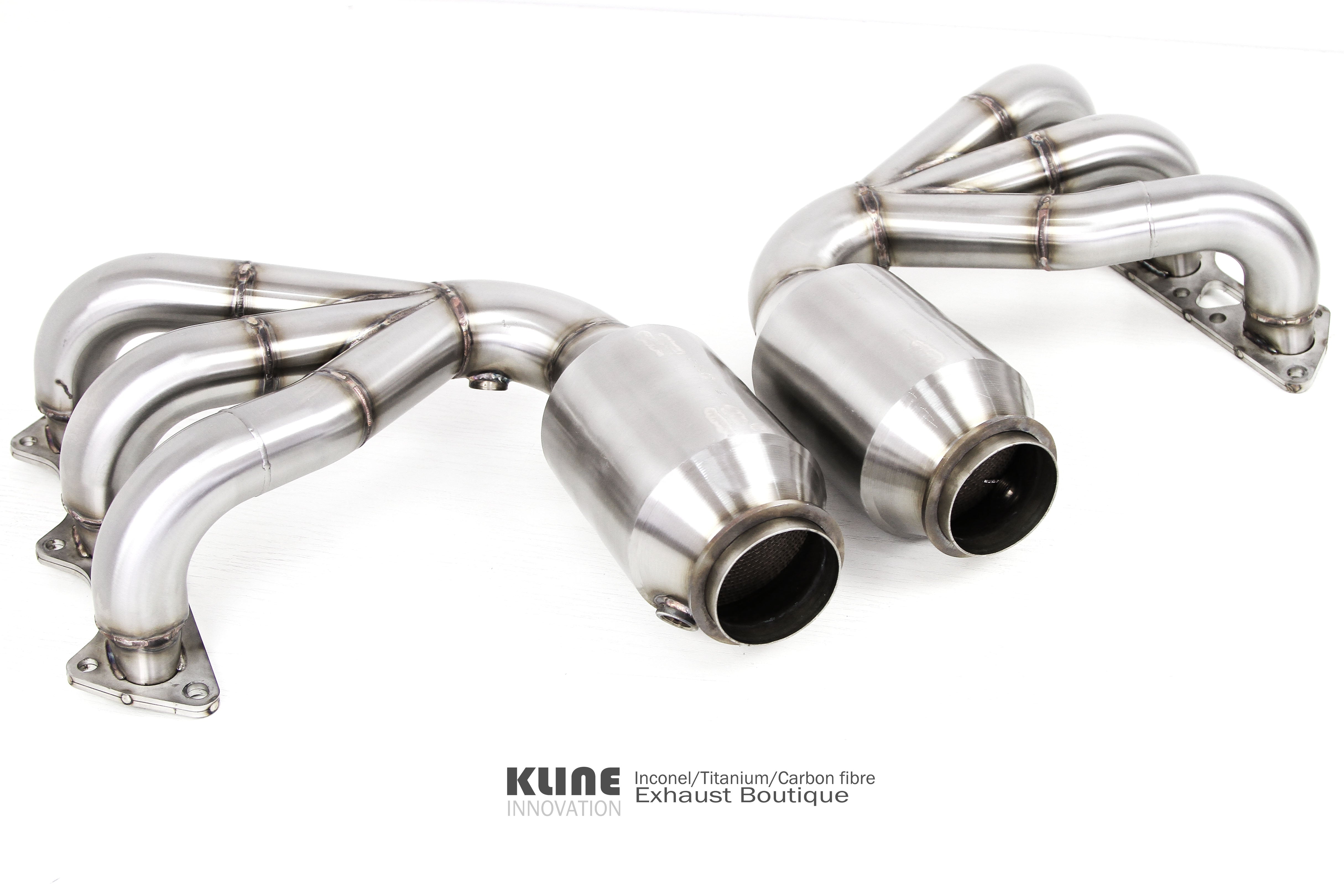 Back view of 200 Cell Manifolds With Catalytic Converter For Porsche 997 GT3 (Gen1/Gen2) manufactured by Kline Innovation