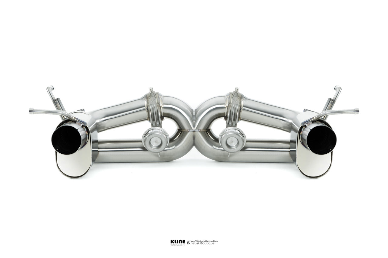 Back view of DECAT Cat Pipe Set For Ferrari 488 manufactured by kline innovation