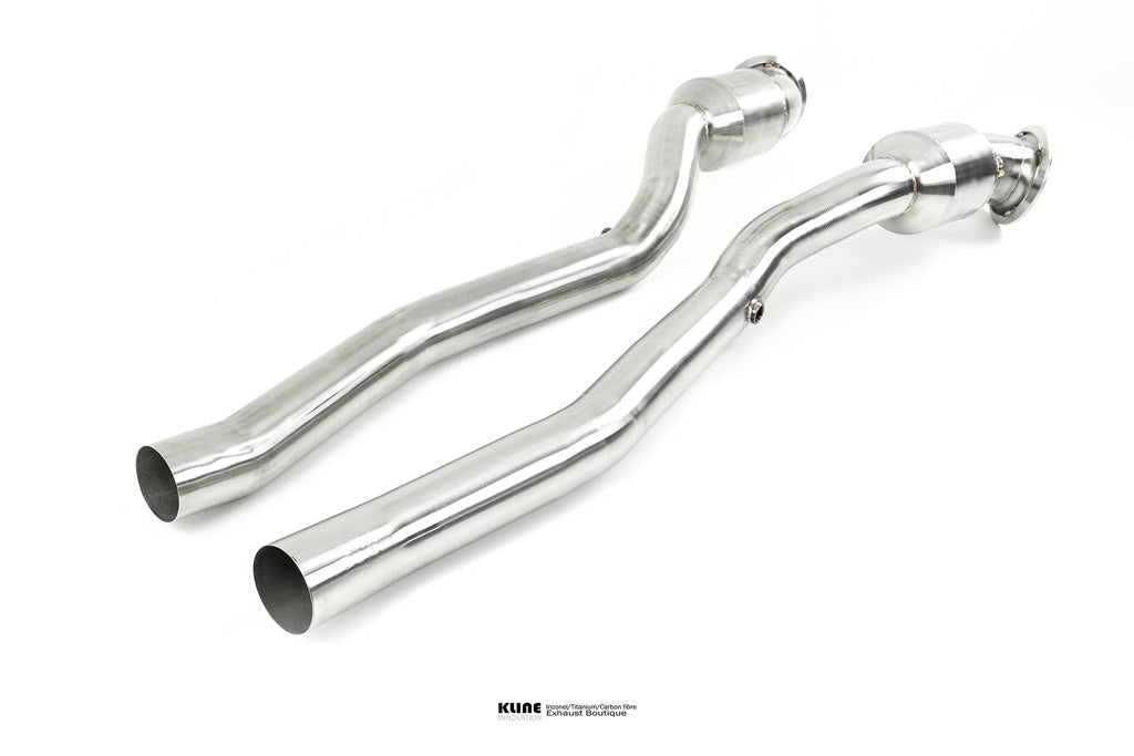 Left angled view of DECAT Cat Pipe Set For Ferrari F12/TDF manufactured by Kline Innovation