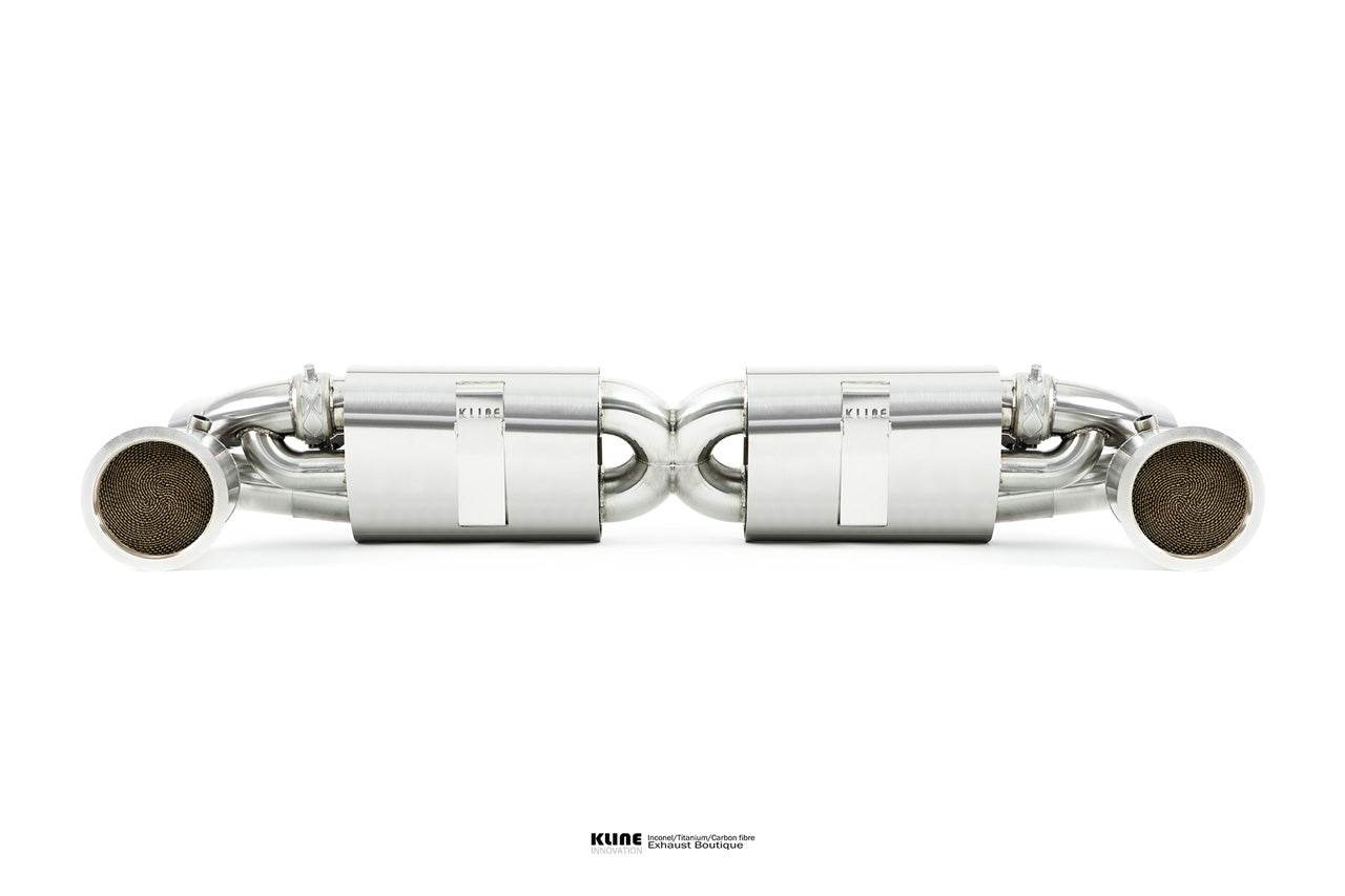 Back view of DECAT Cat Pipe Set For Porsche 991 GT2RS manufactured by Kline Innovation