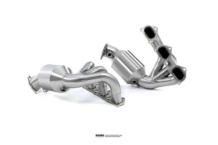 Front view of DECAT Manifolds For Porsche 718GT4/SPYDER manufactured by Kline Innovation